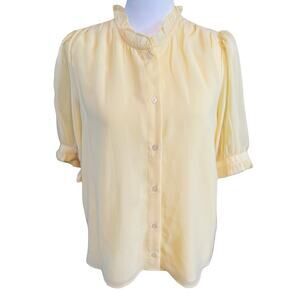 1. State Yellow Ruffle Collar Short Sleeve Blouse -‎ Medium - NWT